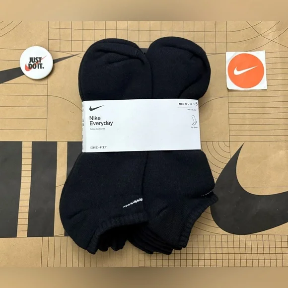 Nike everyday cotton cushioned no show ankle socks 12 pairs white black S M L XL - Picture 10 of 15